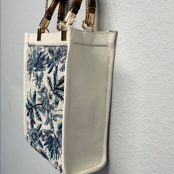 Made In India | Botanical Beaded Mini Tote w/ Bamboo Handles - Picture 13 of 13